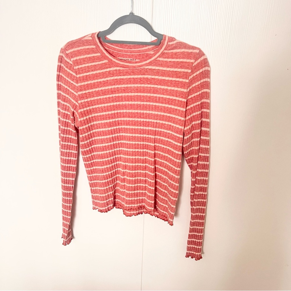 American Eagle Outfitters Orange Striped Blouse